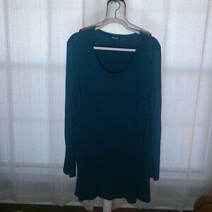 LOCK & LOVE Long Sleeve Scoop Neck Teal Tunic XXXL
